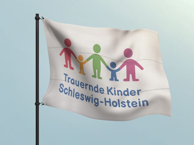 Fahne mit Logo Trauernde Kinder Schleswig-Holstein